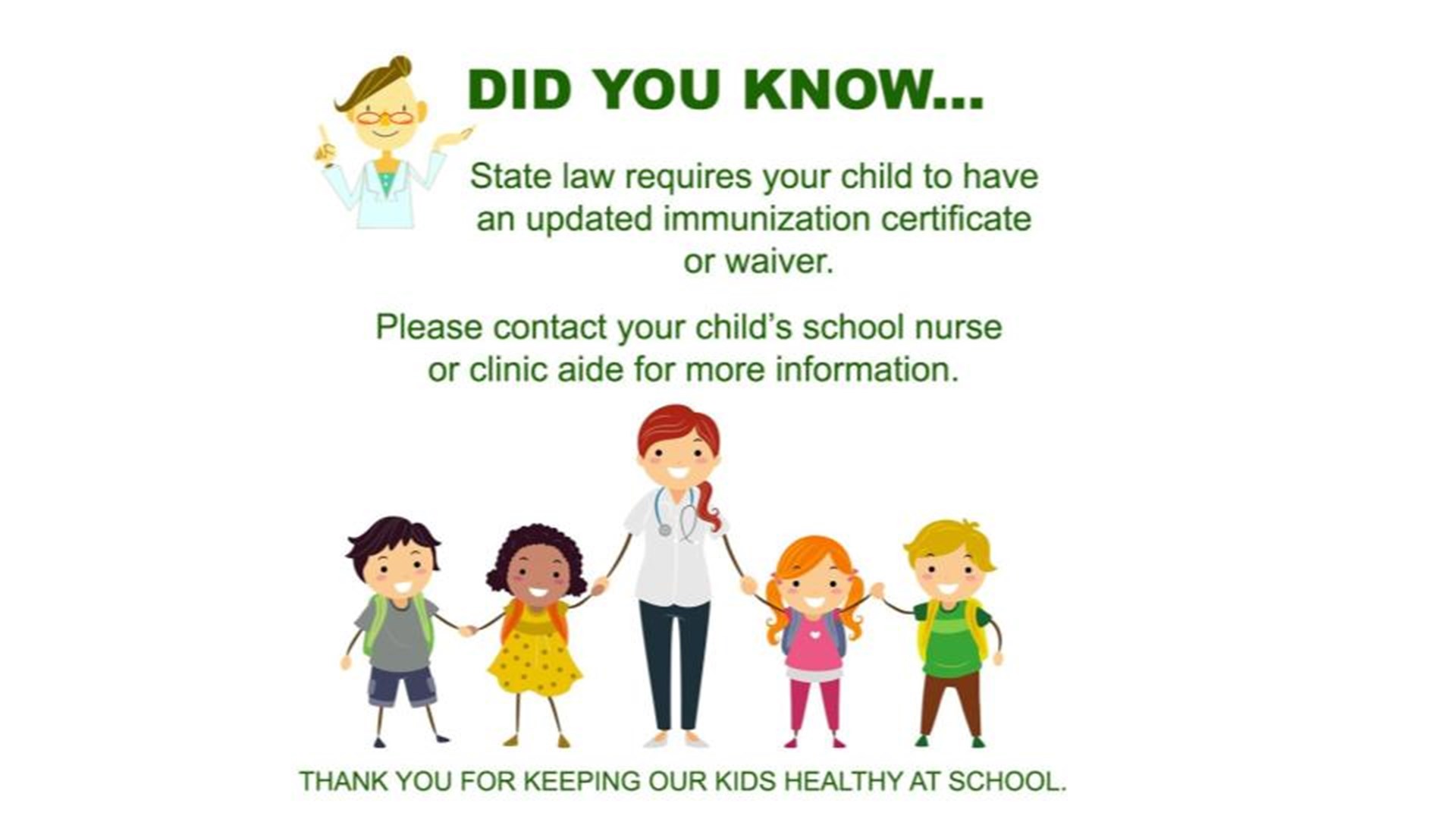 Thank you for keeping our kids healthy at school!
